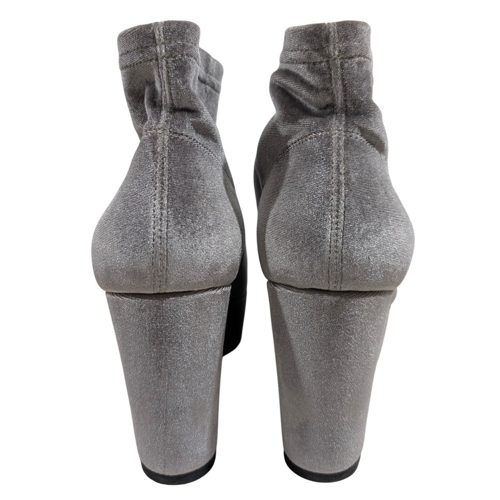 Dee Keller Italy Silver Grey Velvet Peep Toe Platform Wedge Ankle Boots 41 US 10 - Picture 6 of 10